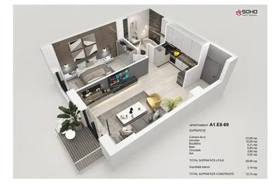 Apartament cu 2 camere semidecomandat în Tractorul - 1