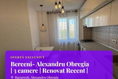 Apartament cu 3 camere decomandat, mobilat în Alexandru Obregia