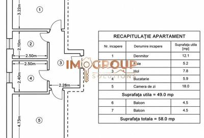 Apartament cu 2 camere decomandat în Rediu