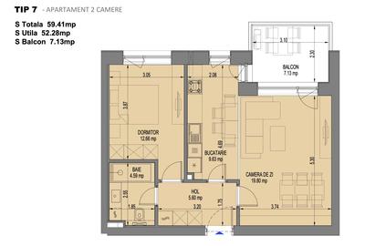 Apartament cu 2 camere decomandat în Aviației - 15