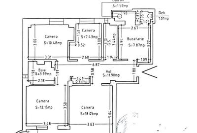 Apartament cu 3 camere în Central