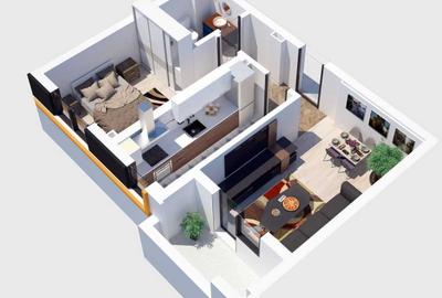 Apartament cu 2 camere decomandat în Chiajna