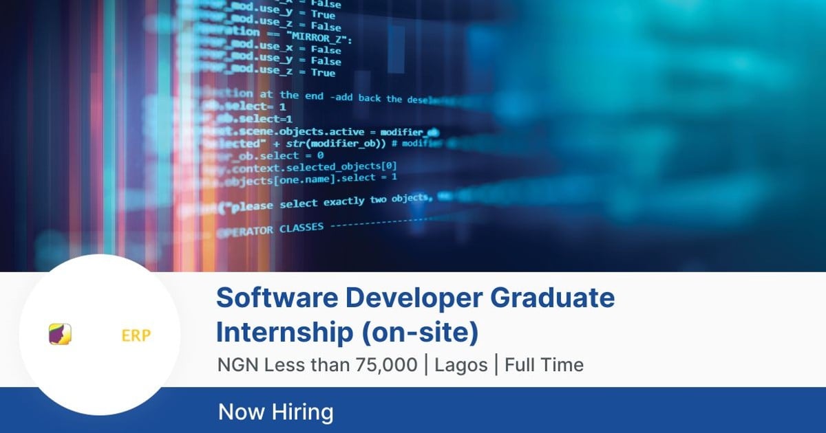 Software Developer Graduate Internship (on-site) At Sophia ERP Limited ...